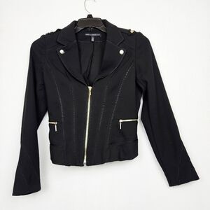 White House Black Market Black Blazer with Gold Zipper